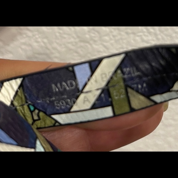 Tory Burch Millers Sandals Navy Basket -Weave Logo Green  7 🩴💚🤍 - Picture 12 of 12